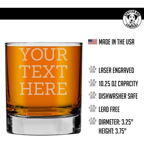  [아마존베스트]Spotted Dog Company Personalized Etched Custom Message 10.25oz Whiskey Rocks Glass | Your Text Here