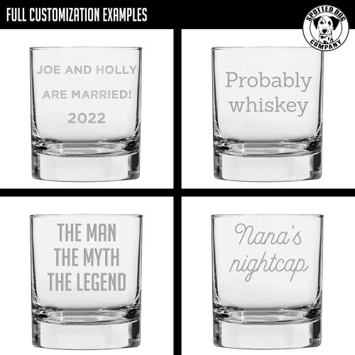  [아마존베스트]Spotted Dog Company Personalized Etched Custom Message 10.25oz Whiskey Rocks Glass | Your Text Here