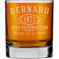 [아마존베스트]Spotted Dog Company Personalized Etched 10.25oz Whiskey Rocks Glass for Birthday Gifts - Aged to Perfection | Bernard