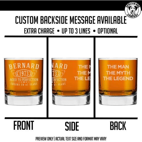  [아마존베스트]Spotted Dog Company Personalized Etched 10.25oz Whiskey Rocks Glass for Birthday Gifts - Aged to Perfection | Bernard