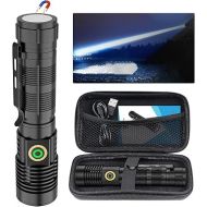 Rechargeable Flashlight High Lumens, 12000 High Lumens Super Bright Magnetic Flash Light, 1500 Meter Long-Range Zoomable LED Flashlights for Emergency, Searching, Waterproof Flashlight Dimmable