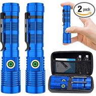 Rechargeable Flashlight High Lumens, 12000 High Lumens Super Bright Flash Light, 1500 Meter Long-Range Zoomable LED Flashlights for Emergency, EDC, Searching, Waterproof Flashlight Dimmable Blue Pcs