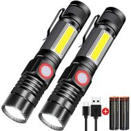 [아마존베스트]Rechargeable Flashlight, Spriak Magnetic Flashlights with Clip (Included Battery), Side Work Light, Bright, Zoomable Pocket EDC Flashlight for Camping, Hiking, Home Power Outage, 2