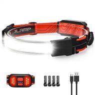 Spriak LED Headlamp Flashlight, 1000lumens 230° Broadbeam Headlight, USB Rechargeable Head Lamp with Red Taillight, Lightweight Waterproof Headlamps for Camping Running Hiking, Hard Hat H