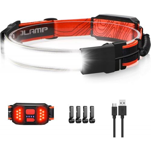  Spriak LED Headlamp Flashlight, 1000lumens 230° Broadbeam Headlight, USB Rechargeable Head Lamp with Red Taillight, Lightweight Waterproof Headlamps for Camping Running Hiking, Hard Hat H