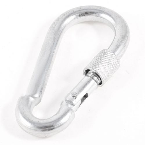  Spring Loaded Gate Metal Screw Lock Carabiner Hook 8mm Dia Silver Tone by Unique Bargains