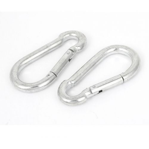  Spring Loaded Gate Metal Carabiner Hook 10x5x1cm 2pcs Silver Tone by Unique Bargains