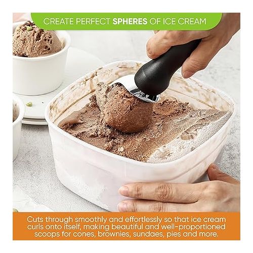  Spring Chef Ice Cream Scoop with Comfortable Handle, Black