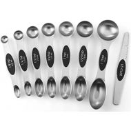 Spring Chef Magnetic Measuring Spoons Set, Dual Sided, Stainless Steel, Fits in Spice Jars, Set of 8