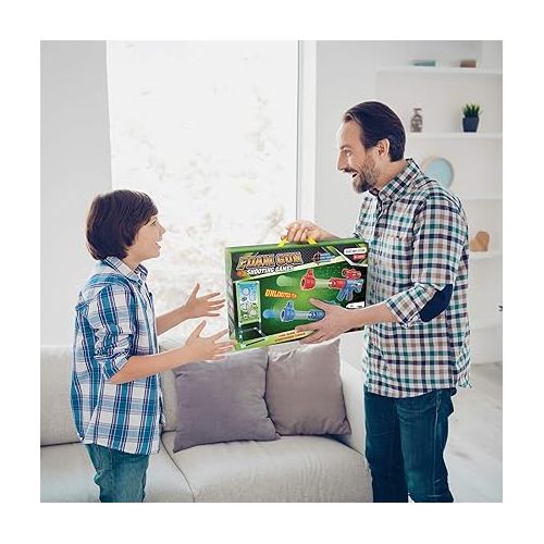  SpringFlower Shooting Game Toy for 5 6 7 8 9 10+ Years Olds Boys,2pk Foam Ball Popper Air Toy Guns with Standing Shooting Target,24 Foam Balls, Ideal Gift