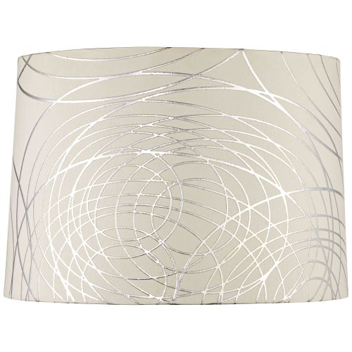  Springcrest Off-White With Silver Circles Drum Shade 15X16x11 (Spider)