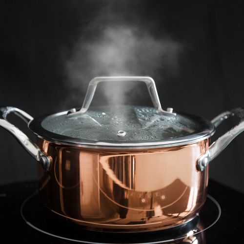  Springlane Kitchen 3-Schicht Edelstahl Topfset Claire | Kupfer Kochtopf-Set mit Glas-Deckeln | Copper Pots in modernem edlen Design, alle Herdarten inkl. Induktion