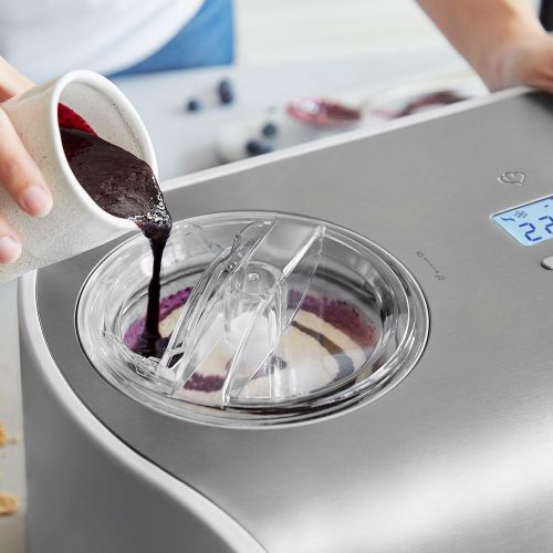  [아마존베스트]Springlane Kitchen Elli 1.2 litre ice cream maker with self-cooling compressor, 135 watt, made of stainless steel with removable ice container, incl. recipe book (English language not guaranteed)