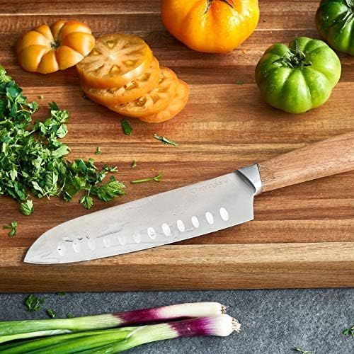  [아마존베스트]Springlane Kitchen Acacia Wood Knife Set incl. Chefs Knife Santoku Knife Utility Knife Vegetable knife Bread Knife.