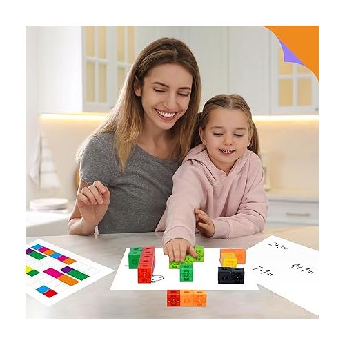  SpriteGru Math Linking Cubes, Set of 100 Math Cubes Manipulative Connecting and Counting Snap Blocks for Early Math and Construction, Educational Toy for Preschool, Kindergarten, Homeschool