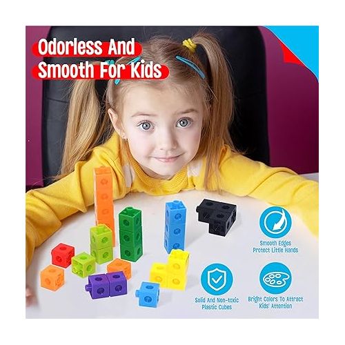  SpriteGru Math Linking Cubes, Set of 100 Math Cubes Manipulative Connecting and Counting Snap Blocks for Early Math and Construction, Educational Toy for Preschool, Kindergarten, Homeschool