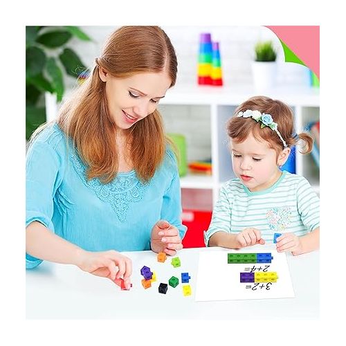  SpriteGru Math Linking Cubes, Set of 100 Math Cubes Manipulative Connecting and Counting Snap Blocks for Early Math and Construction, Educational Toy for Preschool, Kindergarten, Homeschool