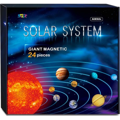  SpriteGru Giant Magnetic Solar System with 12 Individual Briefing Magnets.Perfect for Toddlers and Kids. (24 PCS)