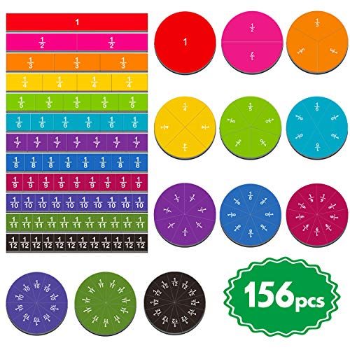  SpriteGru 156 pcs Magnetic Rainbow Fraction Tiles Circles