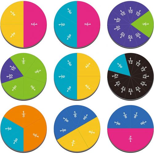  SpriteGru 156 pcs Magnetic Rainbow Fraction Tiles Circles