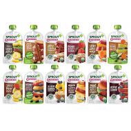 [아마존베스트]Sprout Organic Stage 2 Baby Food Pouches, 12 Flavor Variety Sampler, 12 Pouches