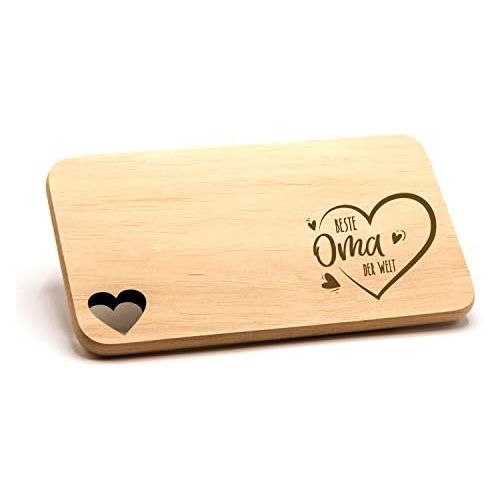 [아마존베스트]Spruchreif PREMIUM QUALITAET 100% EMOTIONAL Wooden breakfast board, wooden board with engraving, wooden board with heart cut-out, gift for grandma, gift ideas for grandma, gifts for