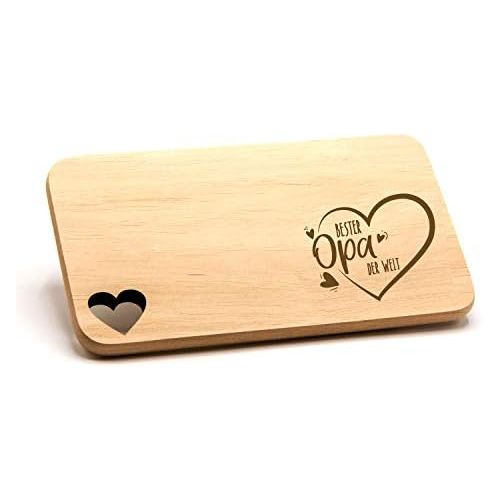  [아마존베스트]Spruchreif PREMIUM QUALITAET 100% EMOTIONAL Breakfast board made of wood, wooden board with engraving, wooden board with heart cut-out, gift for grandpa, gift ideas for grandpa, gif