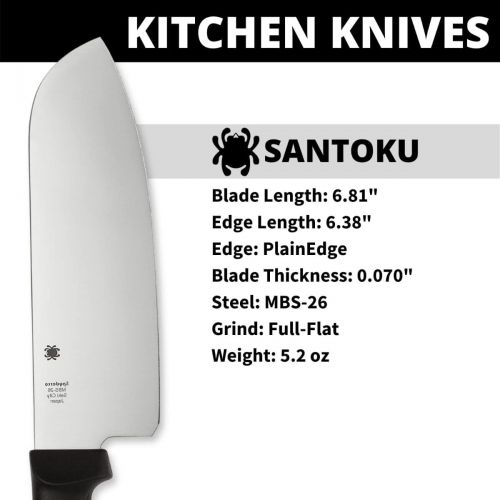  [아마존베스트]Spyderco Santoku Kitchen Knife with 6.8 MBS-26 Stainless Steel Blade with Durable Black Polypropylene Handle - PlainEdge - K08PBK