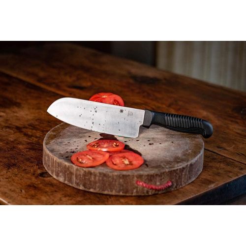  [아마존베스트]Spyderco Santoku Kitchen Knife with 6.8 MBS-26 Stainless Steel Blade with Durable Black Polypropylene Handle - PlainEdge - K08PBK