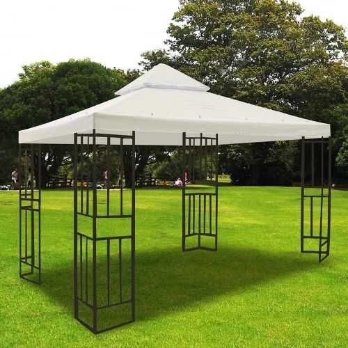 제네릭 [해상운송]Generic Ivory 12x12’ Square Feet Garden Canopy Gazebo Replacement Top 2 Tier Outdoor Patio UV Block Sun Shade Waterproof Polyester Fabric 145 Sq. In. Tent Heavy Duty