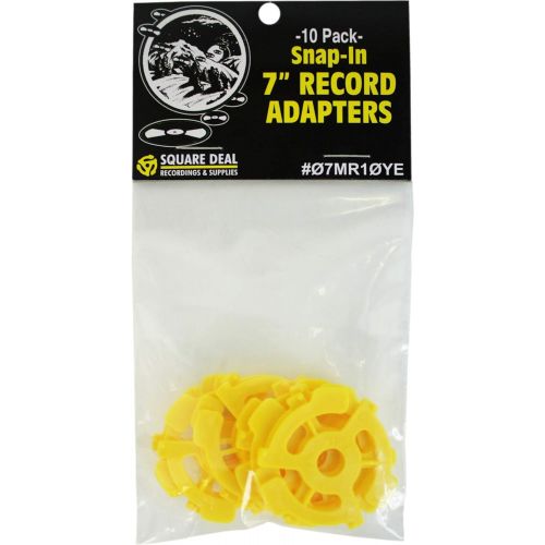  Square Deal Recordings & Supplies (10) Flat Yellow Plastic Record Adapters - Snap in Inserts to Make 7 45rpm Records Fit on Standard Vinyl Record Turntables #07MR10YE