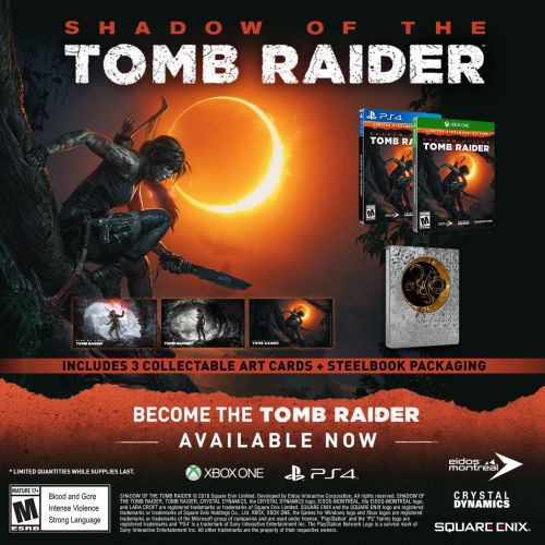 스퀘어 에닉스 Shadow of the Tomb Raider Limited Steelbook Edition, Square Enix, Xbox One, 662248920931