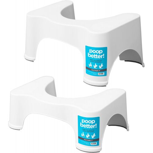  Squatty Potty The Original Bathroom Toilet Stool, 7 inch and 9 inch, White, (Pack of Two)
