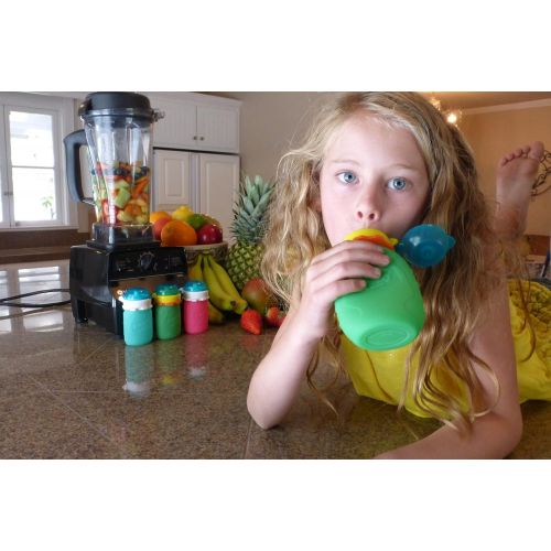  Blue 6 oz Squeasy Snacker Spill Proof Silicone Reusable Food Pouch - for Both Soft Foods and...