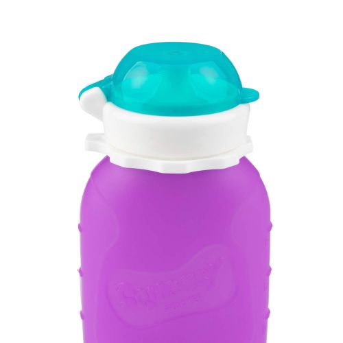  [아마존베스트]Purple 6 oz Squeasy Snacker Spill Proof Silicone Reusable Food Pouch - for Both Soft Foods and Liquids - Water, Apple Sauce, Yogurt, Smoothies, Baby Food - Dishwasher Safe