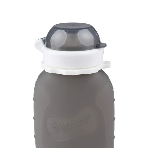  [아마존베스트]Grey 6 oz Squeasy Snacker Spill Proof Silicone Reusable Food Pouch - for Both Soft Foods and Liquids - Water, Apple Sauce, Yogurt, Smoothies, Baby Food - Dishwasher Safe