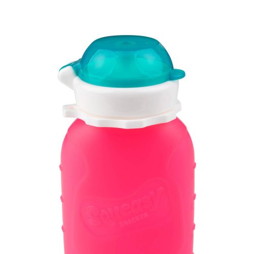  [아마존베스트]Pink 6 oz Squeasy Snacker Spill Proof Silicone Reusable Food Pouch - for Both Soft Foods and Liquids - Water, Apple Sauce, Yogurt, Smoothies, Baby Food - Dishwasher Safe