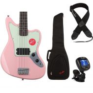 Squier Affinity Series Jaguar Bass H Essentials Bundle - Shell Pink, Sweetwater Exclusive