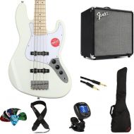 Squier Affinity Series Jazz Bass V And Fender Rumble 25 Amp Bundle - Olympic White