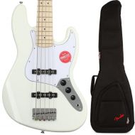 Squier Affinity Series Jazz Bass V and Gig Bag Bundle - Olympic White