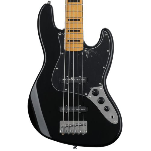  Squier Classic Vibe '70s Jazz Bass V and Rumble 100 Bass Combo Amp Essentials Bundle - Black with Maple Fingerboard