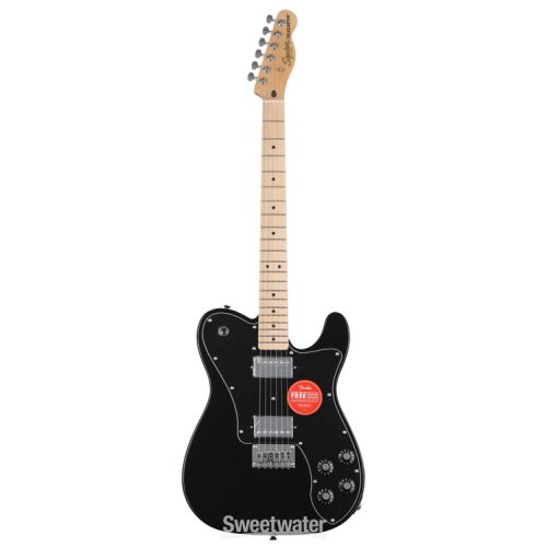  Squier Affinity Series Telecaster Deluxe Electric Guitar with Gig Bag - Black with Maple Fingerboard