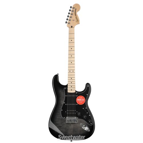  Squier Affinity Series Stratocaster Electric Guitar and Gig Bag Bundle - Black Burst with Maple Fingerboard