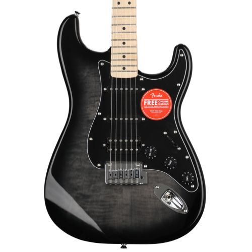  Squier Affinity Series Stratocaster Electric Guitar and Gig Bag Bundle - Black Burst with Maple Fingerboard