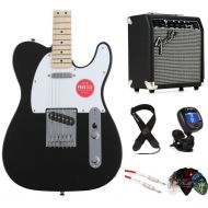 Squier Sonic Telecaster Electric Guitar and Fender Amp Bundle - Black