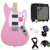 Squier Sonic Mustang HH Solidbody Electric Guitar and Fender Amp Bundle - Flash Pink
