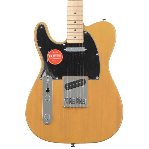  Squier Affinity Series Telecaster Left Handed Electric Guitar and Fender Frontman 20G Amp Essentials Bundle - Butterscotch Blonde