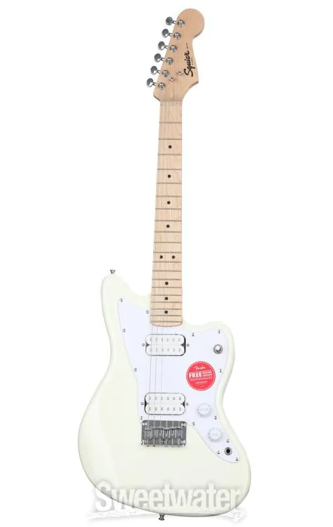  Squier Mini Jazzmaster HH Essentials Bundle - Olympic White with Maple Fingerboard