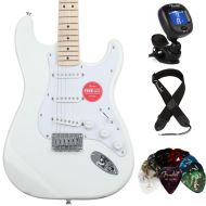 Squier Sonic Stratocaster HT Electric Guitar Essentials Bundle - White