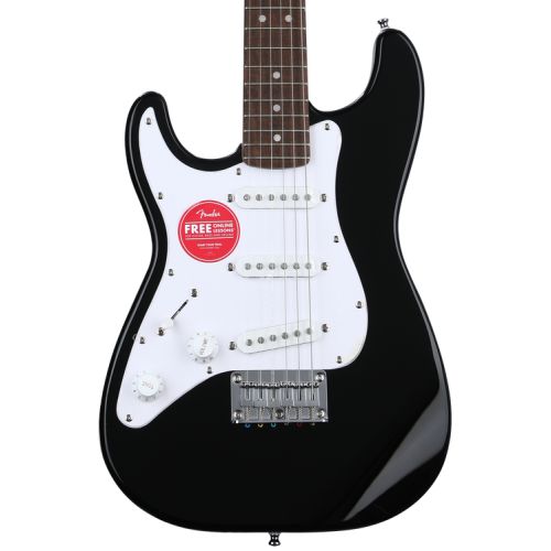  Squier Mini Stratocaster Left-handed Electric Guitar and Fender Frontman 10 Amp Essentials Bundle - Black